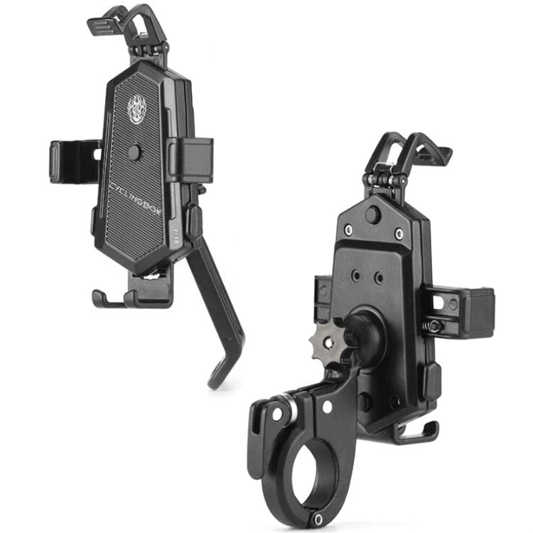 Bicycle Mobile Phone Holder Can Rotate And Adjust Fixed Aluminum Alloy Bracket Automatic Grab Bracket, Style:Handlebar Installation(Black) - Holders by buy2fix | Online Shopping UK | buy2fix