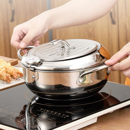 201 Stainless Steel Fryer Pot Household Temperature-controlled Multifunctional Thickening Pot, Size:24cm - Home & Garden by buy2fix | Online Shopping UK | buy2fix