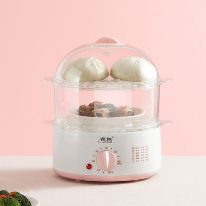 LINGRUI Timer Mini Multi-Function Egg Cooker Automatic Power Off Home Breakfast Machine, CN Plug, Specification:Double Layers(Pink) - Home & Garden by buy2fix | Online Shopping UK | buy2fix