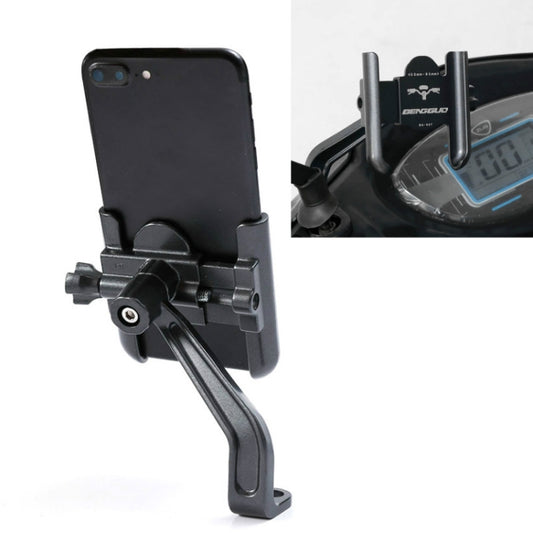 BENGGUO Bicycle Aluminum Alloy Mobile Phone Holder Electric Motorcycle Anti-Vibration Navigation Fixed Mobile Phone Holder Riding Equipment, Style:Rearview Mirror Installation(Titanium) - Holders by BENGGUO | Online Shopping UK | buy2fix