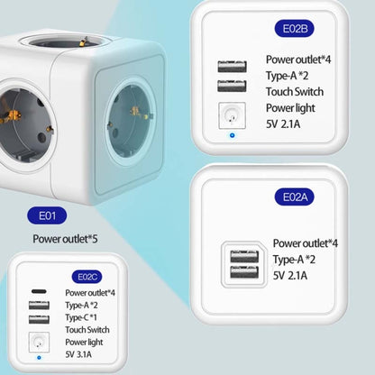 Creative Power Cube Socket Conversion Socket, EU Plug 1.5m Blue+U+ Switch - Consumer Electronics by buy2fix | Online Shopping UK | buy2fix