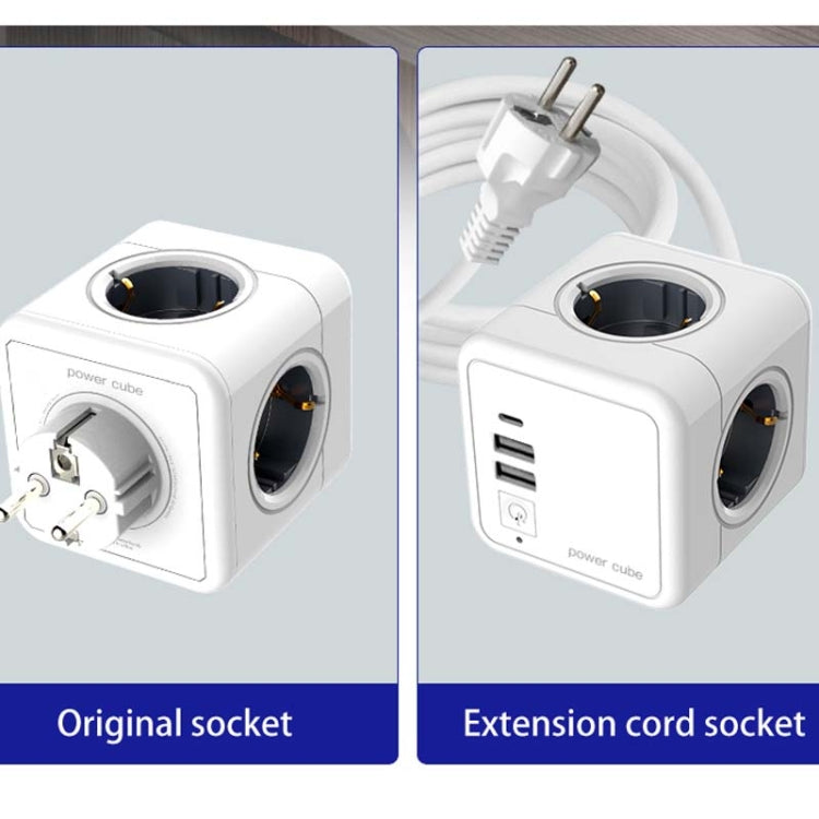 Creative Power Cube Socket Conversion Socket, EU Plug 1.5m Red+U+ Switch - Consumer Electronics by buy2fix | Online Shopping UK | buy2fix