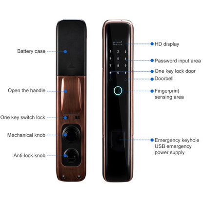 Smart Wifi Anti-Theft Fingerprint Password Lock Mobile Phone Remote Control Electronic Door Lock Magnetic Card Lock, Specification: SM-SL808 Automatic Black - Security by buy2fix | Online Shopping UK | buy2fix