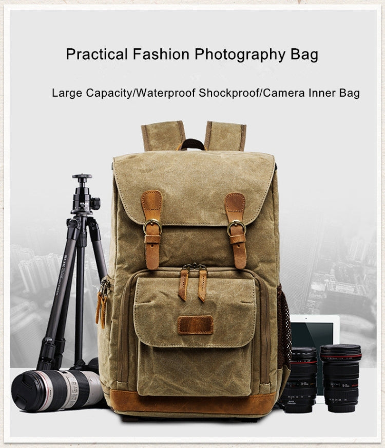 Batik Canvas Waterproof Photography Bag Outdoor Wear-resistant Large Camera Photo Backpack Men for Nikon / Canon / Sony / Fujifilm(Black Gray) - Camera Accessories by buy2fix | Online Shopping UK | buy2fix