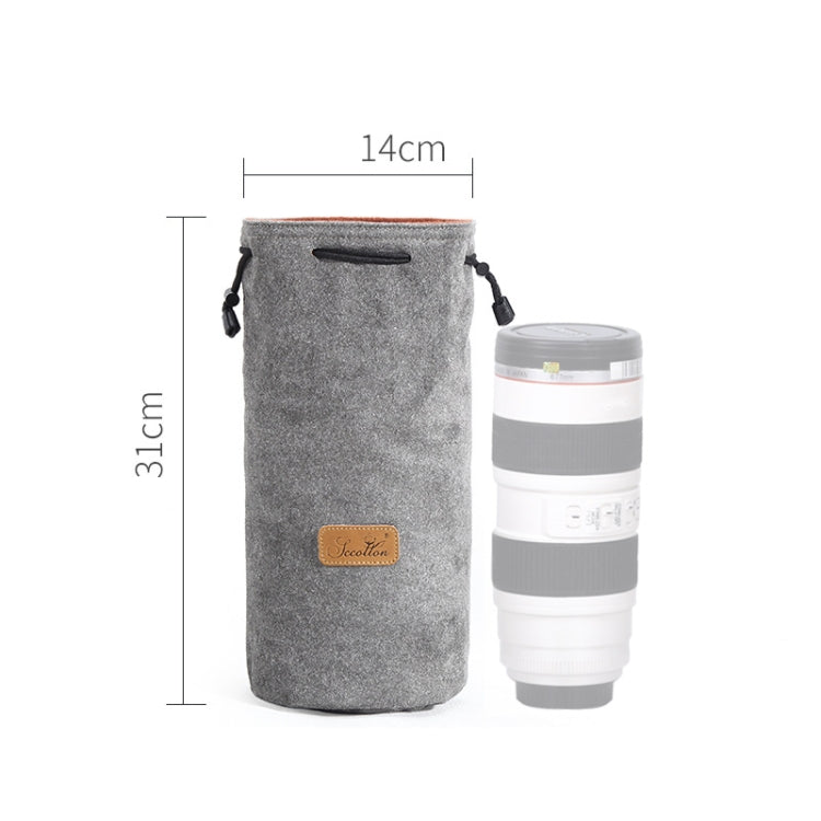 S.C.COTTON Liner Shockproof Digital Protection Portable SLR Lens Bag Micro Single Camera Bag Round Gray L - Lens Bag by S.C.COTTON | Online Shopping UK | buy2fix