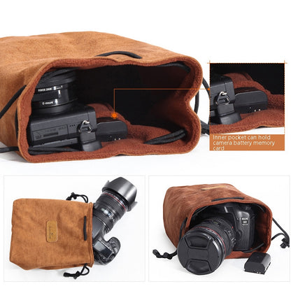 S.C.COTTON Liner Shockproof Digital Protection Portable SLR Lens Bag Micro Single Camera Bag Round Gray L - Lens Bag by S.C.COTTON | Online Shopping UK | buy2fix