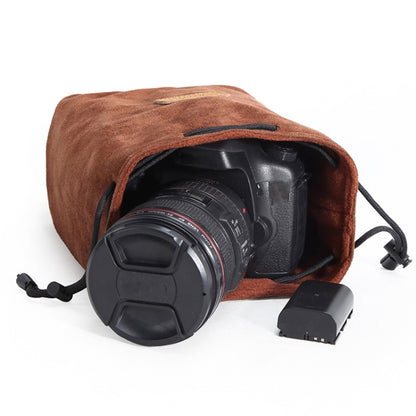 S.C.COTTON Liner Shockproof Digital Protection Portable SLR Lens Bag Micro Single Camera Bag Round Brown M - Camera Accessories by S.C.COTTON | Online Shopping UK | buy2fix