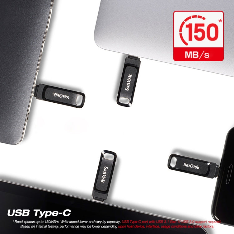 SanDisk Type-C + USB 3.1 Interface OTG High Speed Computer Phone U Disk, Colour: SDDDC3 Black Plastic Shell, Capacity: 128GB - USB Flash Drives by SanDisk | Online Shopping UK | buy2fix