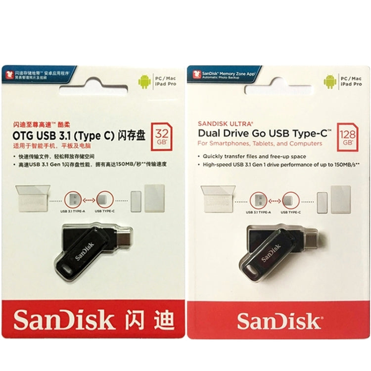 SanDisk Type-C + USB 3.1 Interface OTG High Speed Computer Phone U Disk, Colour: SDDDC3 Black Plastic Shell, Capacity: 128GB - USB Flash Drives by SanDisk | Online Shopping UK | buy2fix