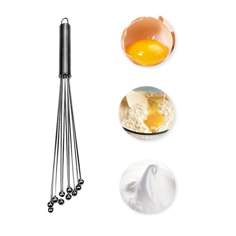 2 PCS Manual Whisk Stainless Steel Glass Bead Egg Whisk Kitchen Household Hand-Held Baking Tools Type A 10 Inch - Stirrer & Squeezer by buy2fix | Online Shopping UK | buy2fix