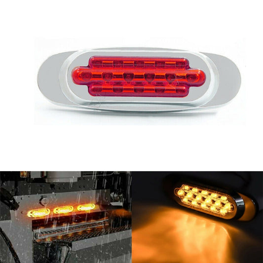 12-24V 16 LEDs Electroplating Side Lights Side Tail Lights Cargo Truck Modification Light, Colour: Red (2 Lines Always Bright) - Warning Lights by buy2fix | Online Shopping UK | buy2fix