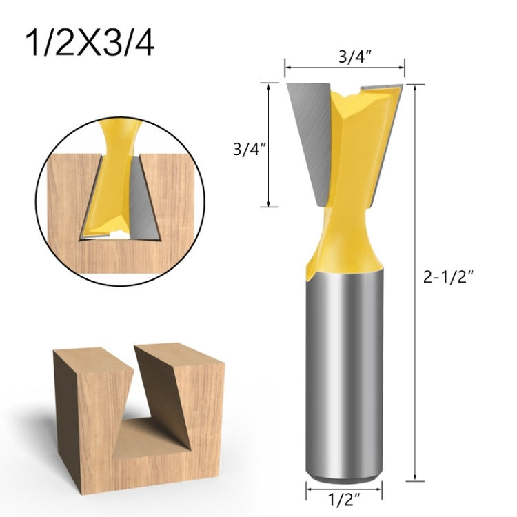 1/2 Handle Dovetail Cutter Wood Engraving Small Milling Cutter, Specification: 1/2x3/4mm - Others by buy2fix | Online Shopping UK | buy2fix