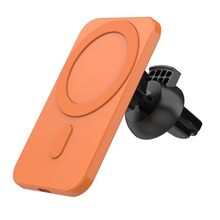N16 10W Car Air Outlet + Suction Cup Magsafe Magnetic Wireless Charger Mobile Phone Holder For IPhone 12 Series(Orange) - In Car by buy2fix | Online Shopping UK | buy2fix