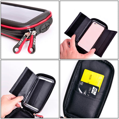 OKD Motorcycle Bicycle Touch Screen Waterproof Mobile Phone Bag Bracket M(Upgrade+U-shaped Base) - Bicycle Bags by buy2fix | Online Shopping UK | buy2fix