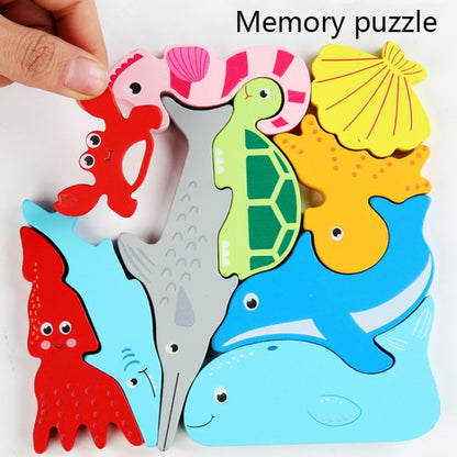 2 PCS Cartoon Three-Dimensional Puzzle Children Wooden Educational Early Education Grasping Board Toy(Dinosaur) - Puzzle Toys by buy2fix | Online Shopping UK | buy2fix
