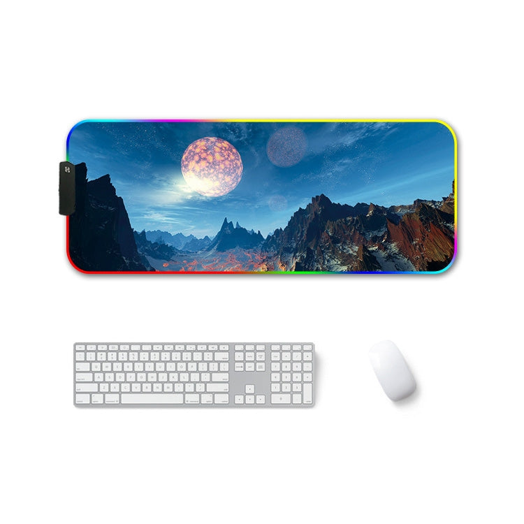 300x350x4mm F-01 Rubber Thermal Transfer RGB Luminous Non-Slip Mouse Pad(Snow Peak) - Mouse Pads by buy2fix | Online Shopping UK | buy2fix