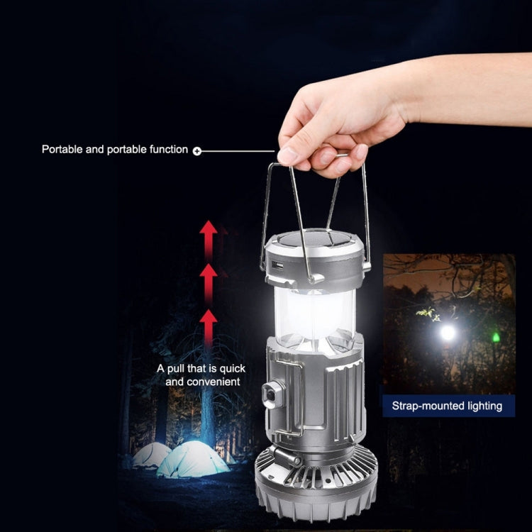 Outdoor Solar Fan Light Camping Light Portable Stretch Switch Horse Lantern, EU Plug, Type: 9399F Gold - Camping Lighting by buy2fix | Online Shopping UK | buy2fix