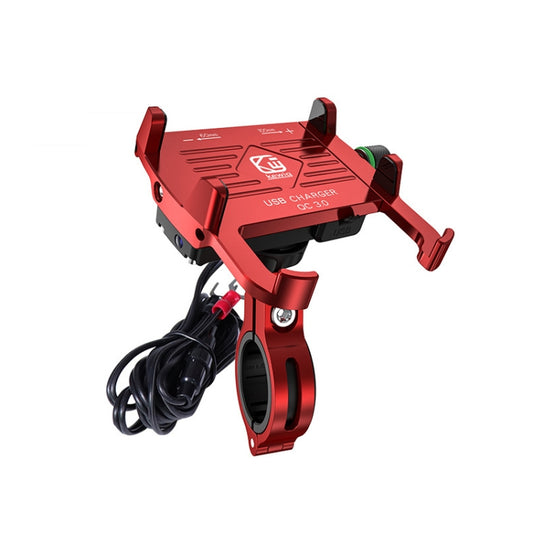 Kewig M6-S 12V Motorcycle Waterproof Aluminum Alloy Mobile Phone Bracket With QC3.0 Fast Charging(Red) - Holder by buy2fix | Online Shopping UK | buy2fix