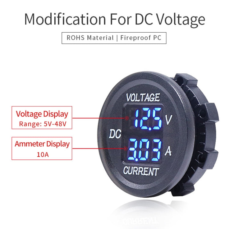 2 In 1 Modified Car Double Digital Voltage Current Table Measuring Instrument(Green Light) - In Car by buy2fix | Online Shopping UK | buy2fix