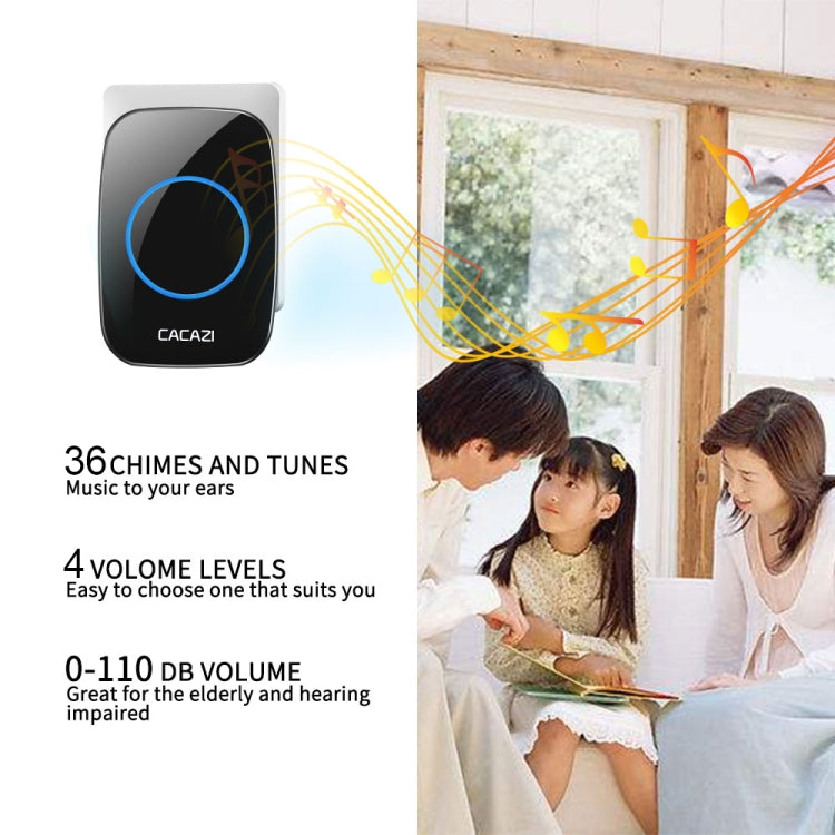 CACAZI H10 1 For 2 Home Wireless Music Doorbell without Battery, Plug:US Plug(White) - Wireless Doorbell by CACAZI | Online Shopping UK | buy2fix