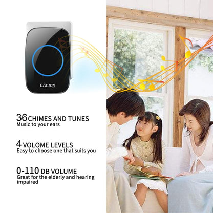 CACAZI H10 1 For 2 Home Wireless Music Doorbell without Battery, Plug:US Plug(White) - Wireless Doorbell by CACAZI | Online Shopping UK | buy2fix