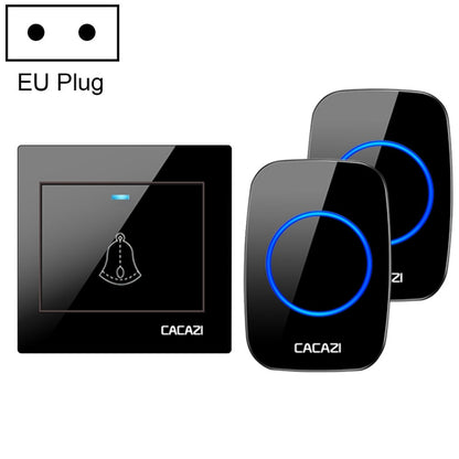 CACAZI H10 1 For 2 Home Wireless Music Doorbell without Battery, Plug:EU Plug(Black) - Wireless Doorbell by CACAZI | Online Shopping UK | buy2fix