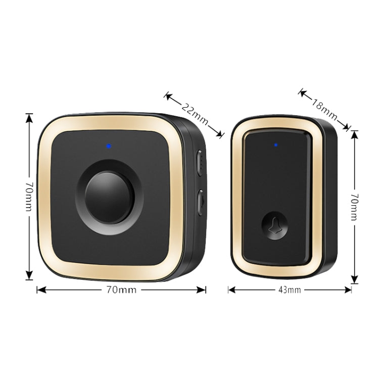 CACAZI A58 1 For 1 Smart Wireless Doorbell without Battery, Plug:UK Plug(Black Gold) - Security by CACAZI | Online Shopping UK | buy2fix