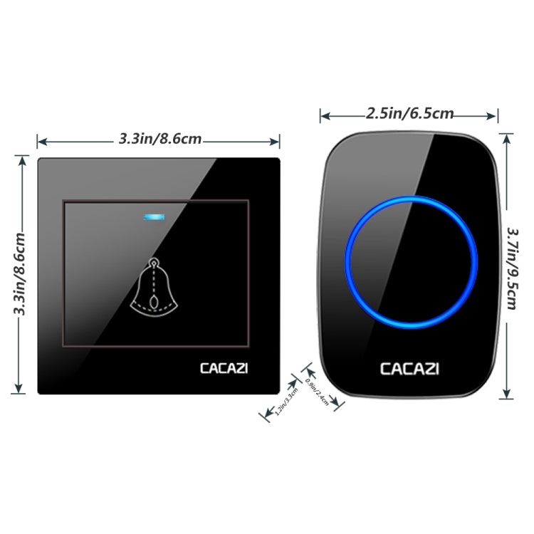 CACAZI H10 1 For 1 Wireless Smart Doorbell without Battery, Plug:EU Plug(Black) - Wireless Doorbell by CACAZI | Online Shopping UK | buy2fix