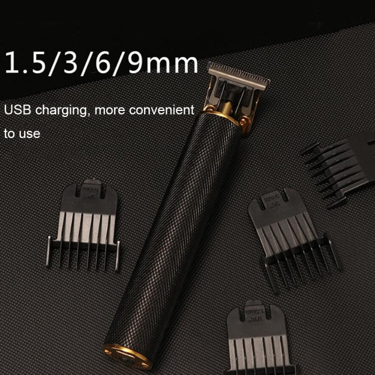 Hollow T-Shaped Steel Head Hair Trimmer USB Charging Carving Electric Hair Clipper, Color: Silver - Hair Trimmer by buy2fix | Online Shopping UK | buy2fix