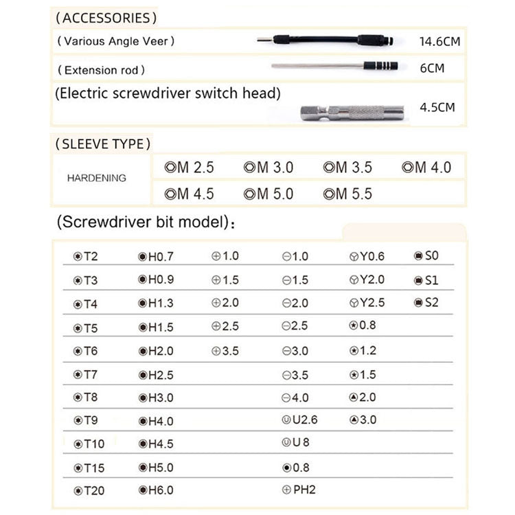 Obadun 9800 58 in 1 Screwdriver Set Manual CRV Batch Mobile Phone Disassembly Glasses Repair Tool(Orange) - Screwdriver Set by Obadun | Online Shopping UK | buy2fix