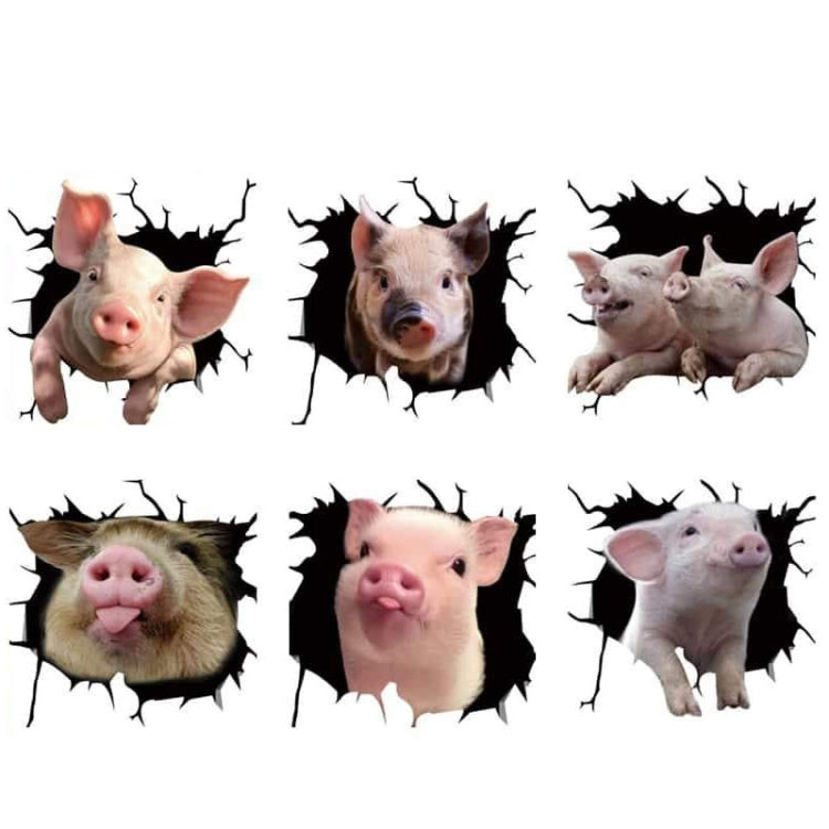 6 PCS Animal Wall Stickers Pig Hoisting Car Window Static Stickers(Pig 07) - In Car by buy2fix | Online Shopping UK | buy2fix