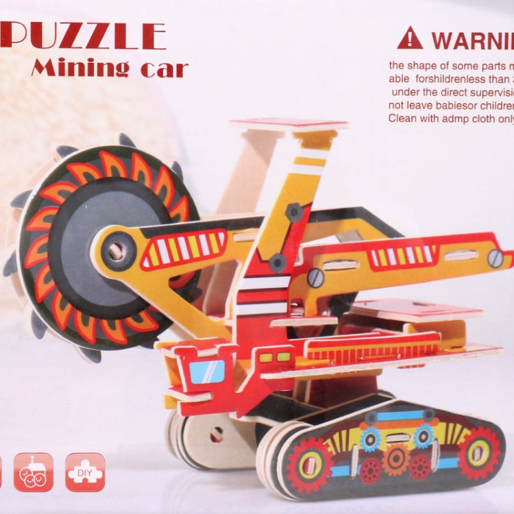 3 PCS 512 Children Wooden Assembled Car Engineering Vehicle Excavator Assembling Toy(Mining Vehicle) - Puzzle Toys by buy2fix | Online Shopping UK | buy2fix