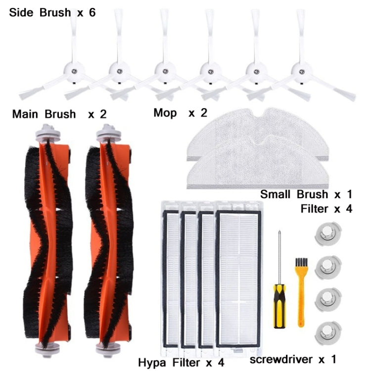 20 PCS/Set Hypa+Water Tank Filter+Side Brush+Main Brush+Mop+Small Brush For Mijia/Rock Sweeper - Consumer Electronics by buy2fix | Online Shopping UK | buy2fix