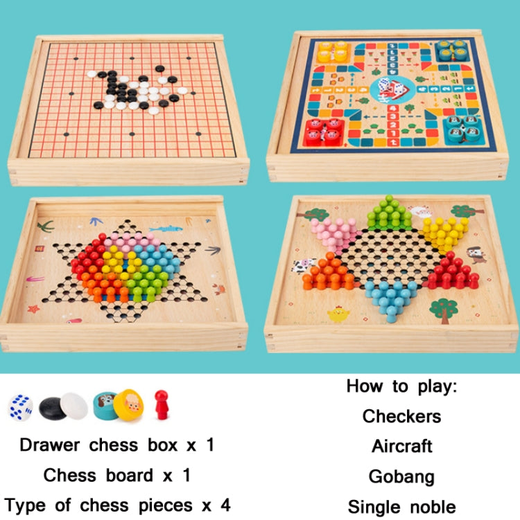 Children Wooden Multifunctional Parent-Child Interactive Puzzle Board Toy, Set Specification: 4 In 1 Chess - Table Games by buy2fix | Online Shopping UK | buy2fix