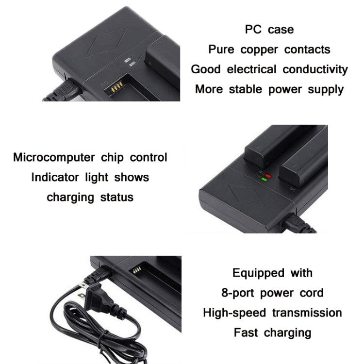 Jinnet 2 PCS Smart Dual Charge Handheld Gimbal Camera Battery Charger For DJI/Osmo(EU Plug) - Camera Accessories by Jinnet | Online Shopping UK | buy2fix