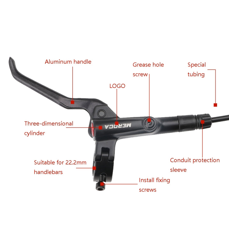 Meroca M800 Bicycle Brake Mountain Bike Universal Bilateral Brake Oil Pressure Disc Brake, Style: Left Back 1400mm + Disc Brake - Outdoor & Sports by Meroca | Online Shopping UK | buy2fix