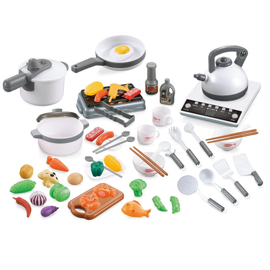 MoFun 5715 52 in 1 Children Pretend Play Kitchen Home Appliances Toys Simulation Cooker Kitchenware Food Set(White) - Pretend Play Toys by MoFun | Online Shopping UK | buy2fix