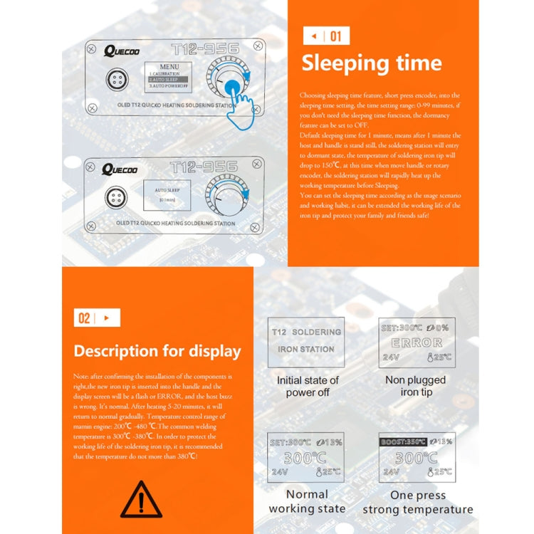 QUECOO T12-956 1.3-Inch Screen Electric Soldering Iron Soldering Station With P9 Handle, US Plug (White Handle) - Electric Soldering Iron by QUECOO | Online Shopping UK | buy2fix