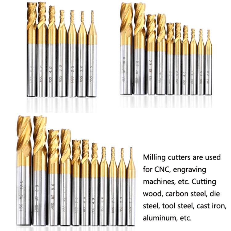 7 PCS/Set High-Speed Steel And Aluminum End Face Milling Cutter With Straight Shank Titanium-Plated Milling Cutter - Others by buy2fix | Online Shopping UK | buy2fix