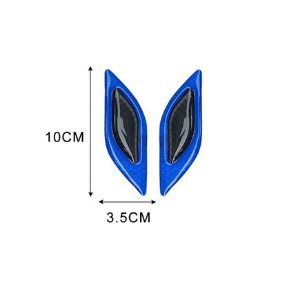 2 Sets Carbon Fiber Warning Sticker Car Anti-Collision Strip Leaf Plate Reflective Sticker Hood Light Eyebrow Anti-Collision Drops Sticker(6 PCS  (Blue)) - In Car by buy2fix | Online Shopping UK | buy2fix