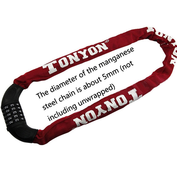 TONYON BG-TY-732 Bicycle Wire Lock Universal Password Chain Lock Motorcycle Electric Car Anti-Theft Lock(Red) - Bicycle Locks & Bicycle Pumps by TONYON | Online Shopping UK | buy2fix