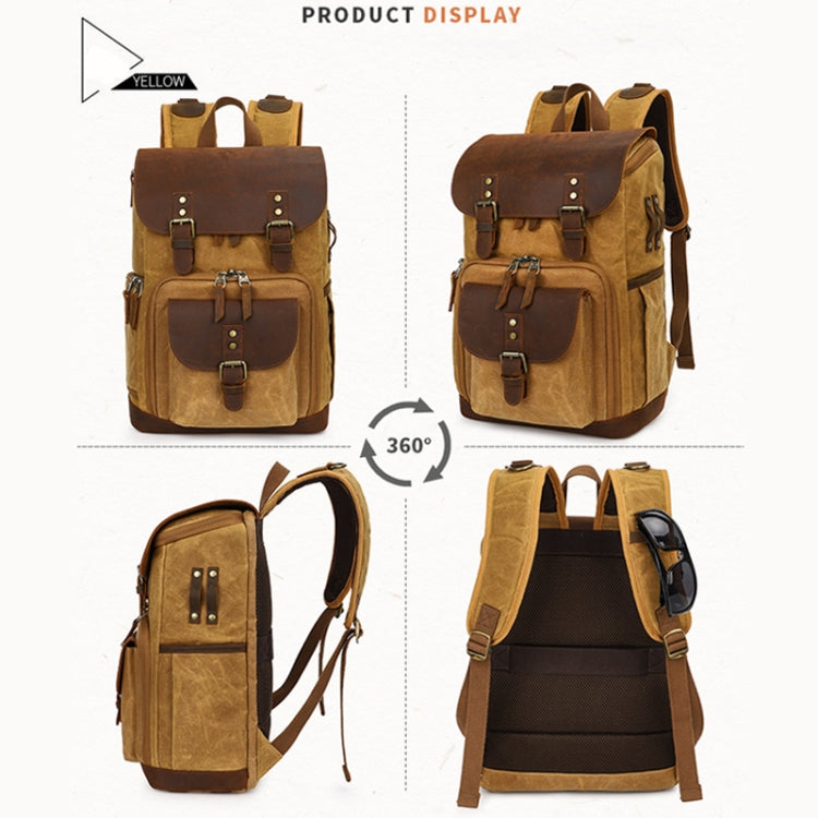 K-86 Casual Shoulder Camera Bag Contrast Waterproof Batik Canvas Single Digital Camera Photo Backpack(Khaki) - Camera Accessories by buy2fix | Online Shopping UK | buy2fix