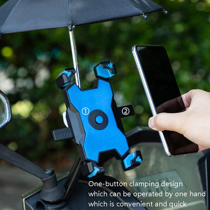 CYCLINGBOX Bicycle Mobile Phone Bracket With Parasol Rider Mobile Phone Frame, Style: Rearview Mirror Installation (Blue) - Outdoor & Sports by CYCLINGBOX | Online Shopping UK | buy2fix