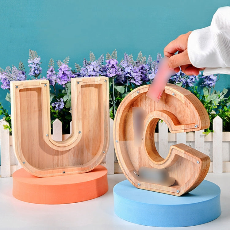 Wooden English Alphabet Piggy Bank Transparent Acrylic Piggy Bank(D) - Home & Garden by buy2fix | Online Shopping UK | buy2fix