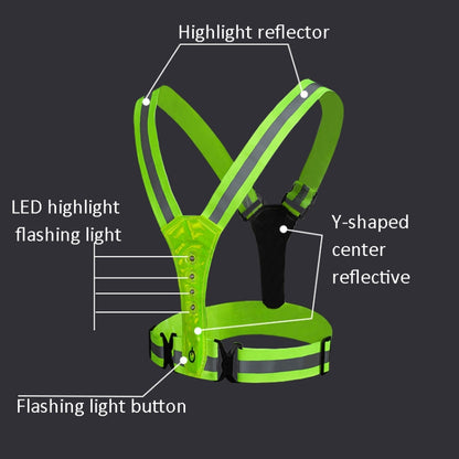 LED Reflective Vest High Stretch Outdoor Reflective Vest Traffic Safety Reflective Clothing(Black) - In Car by buy2fix | Online Shopping UK | buy2fix