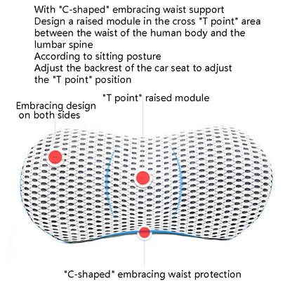 Car Supplies Lumbar Support Memory Foam Car Backrest Lumbar Cushion Seat Cushion Lumbar Pillow, Colour: 4D Grid Blue - In Car by buy2fix | Online Shopping UK | buy2fix