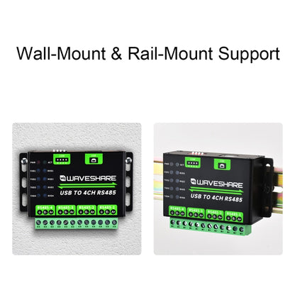 Waveshare 25219 Industrial USB To 4Ch RS485 Converter - Sockets Adapters Accessories by Waveshare | Online Shopping UK | buy2fix