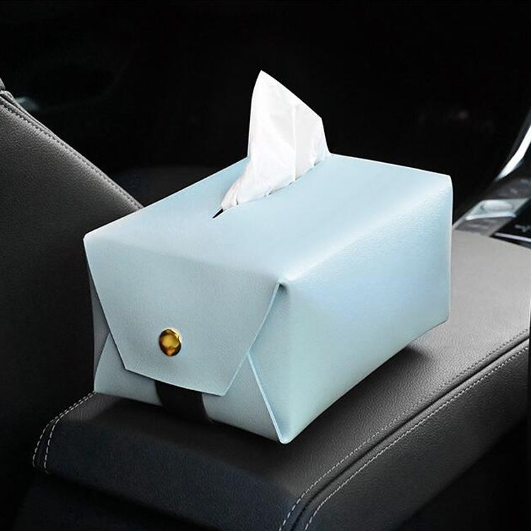 2 PCS Car Leather Tissue Box Home Paper Towel Storage Box(Light Blue) - In Car by buy2fix | Online Shopping UK | buy2fix