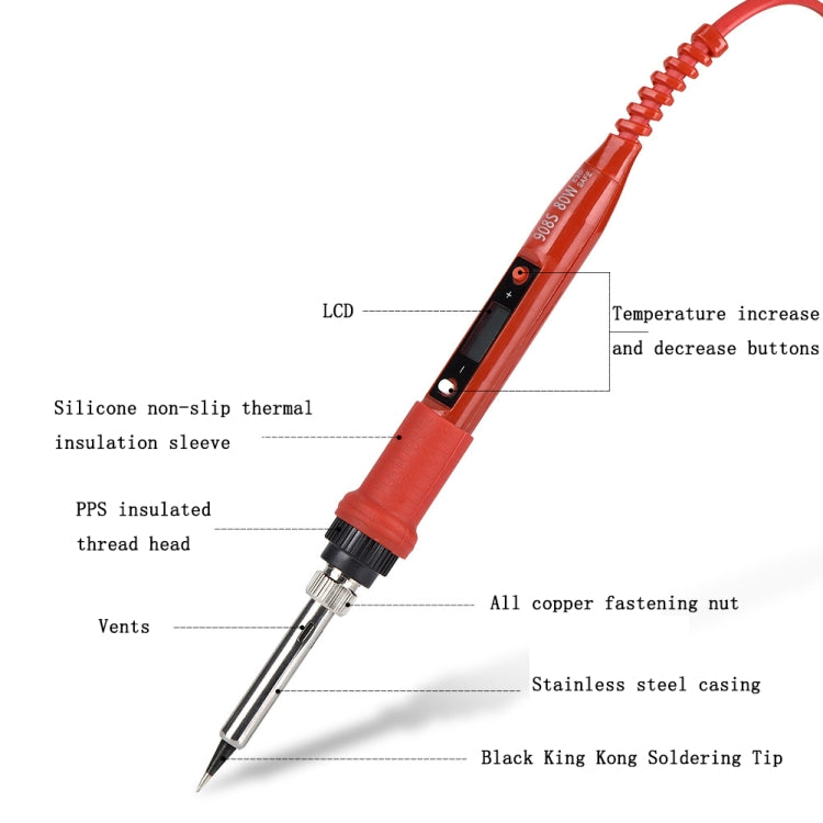 Metallic LCD Temperature Regulating Soldering Iron And Soldering Iron Tip Set Electric Soldering Iron Welding Tool(220V EU Plug Bronze Head Red) - Home & Garden by buy2fix | Online Shopping UK | buy2fix