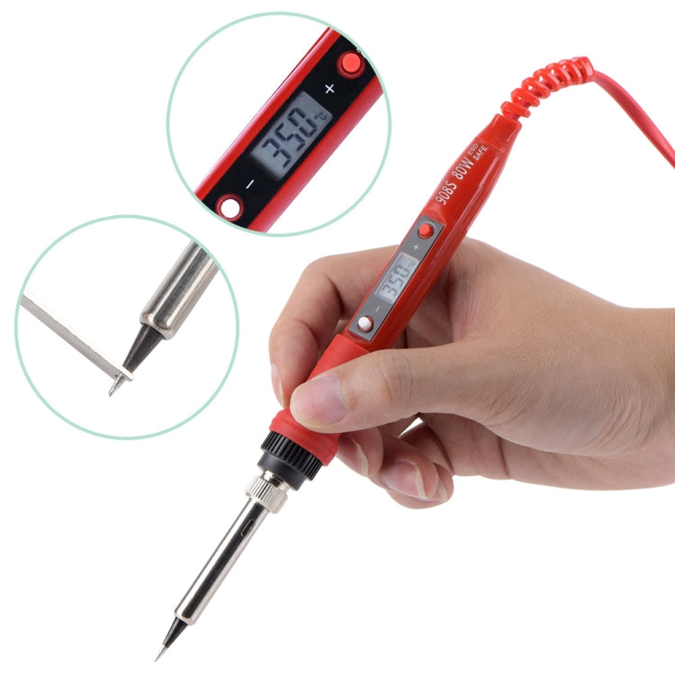 Metallic LCD Temperature Regulating Soldering Iron And Soldering Iron Tip Set Electric Soldering Iron Welding Tool(220V EU Plug Bronze Head Red) - Home & Garden by buy2fix | Online Shopping UK | buy2fix